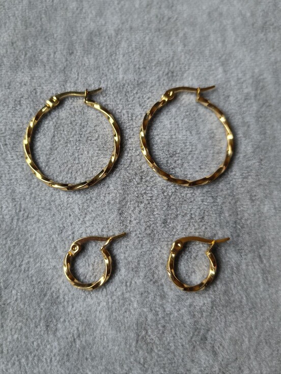 Jewelry - Gold Twisted Hoop Earrings - Set of 2 Pairs